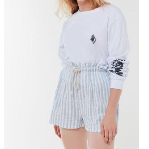 Urban Outfitters Striped Drawstring Paperbag Short - Picture 2 of 3